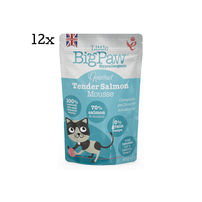 12x85g Atlantic Salmon Mousse Wet Food for Cats Little BigPaw