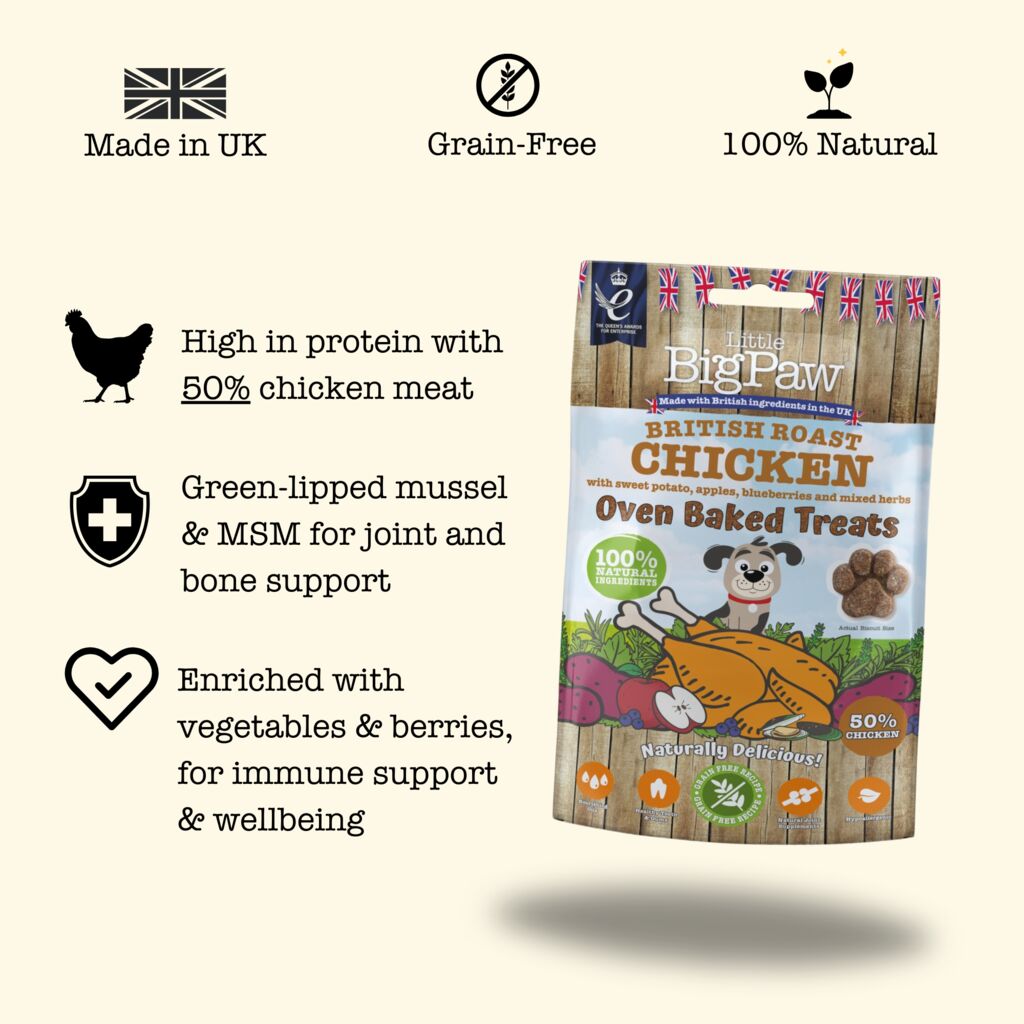 9 x 130g British Roast Chicken Oven Baked Treats for Dogs