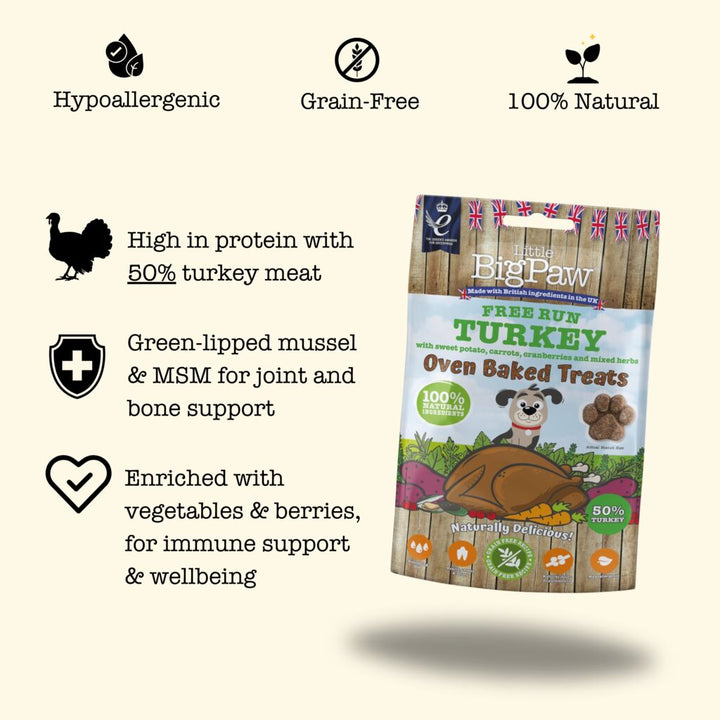 9x130g Free Run Turkey Oven Baked Treats for Dogs