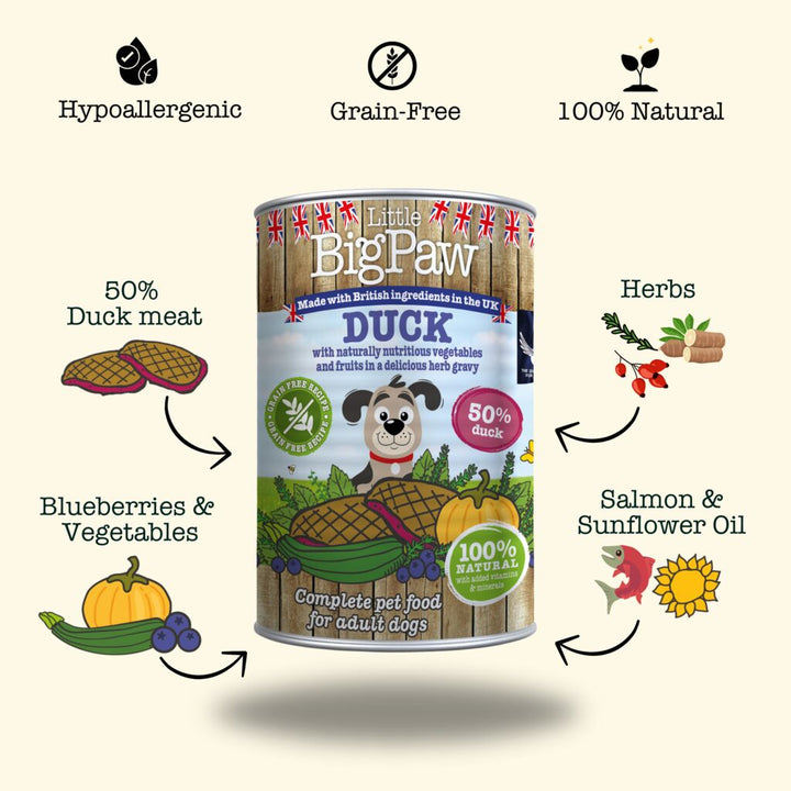 12x390g Duck & Vegetable Wet Food in a Rich Herb Gravy