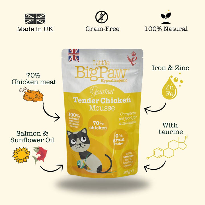 12x85g Gourmet Tender Chicken Mousse for Cats