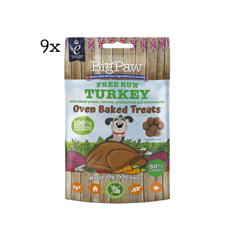 9x130g Free Run Turkey Oven Baked Treats for Dogs