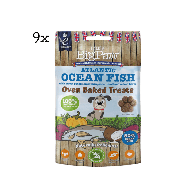 9 x 130g Atlantic Ocean Fish Oven Baked Treats for Dogs