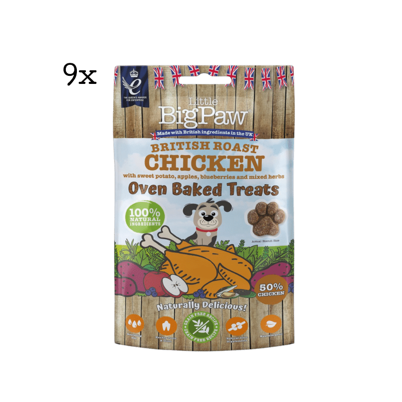 9 x 130g British Roast Chicken Oven Baked Treats for Dogs