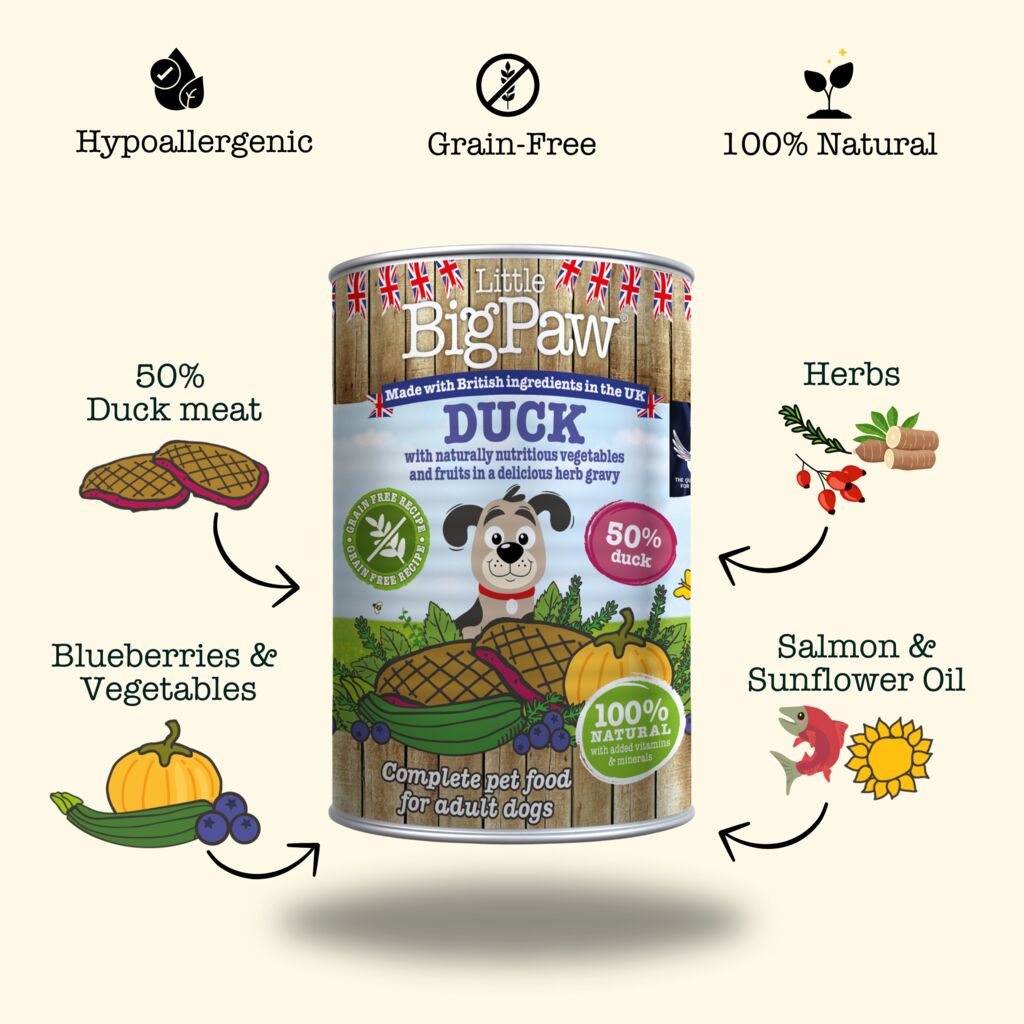 12x390g Duck & Vegetable Wet Food in a Rich Herb Gravy
