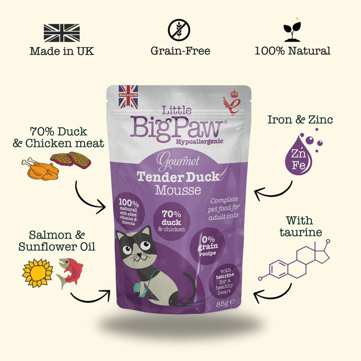 12x85g Gourmet Tender Duck Mousse For Cats